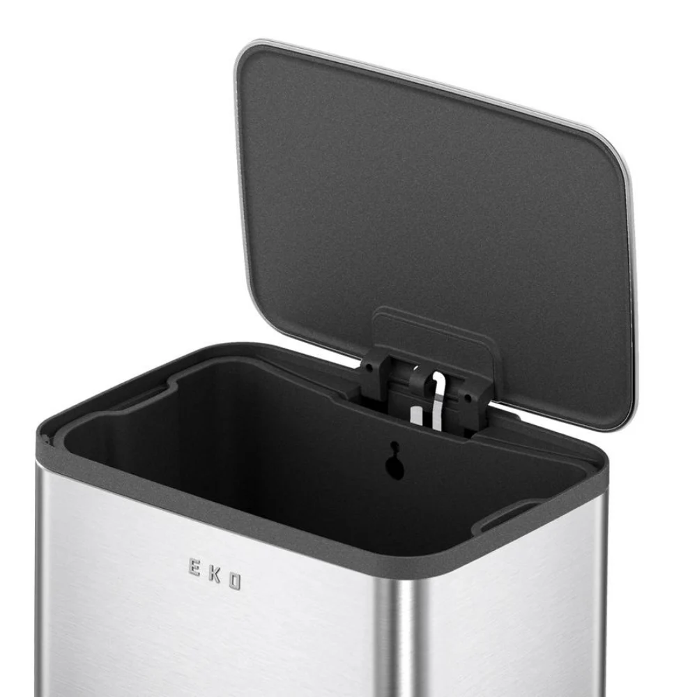 EKO Marina 20L Rectangular Step Bin, Matte Stainless Steel Pedal Bin, Soft-Close Lid, Removable Inner Bucket, Space-Saving Design, Silver - EK9161MMT-20L - Image 5