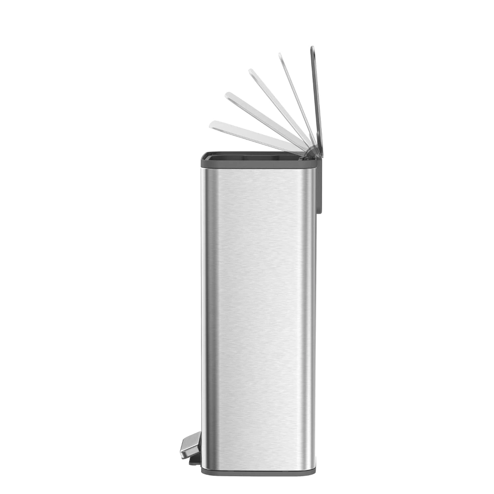 EKO Marina 30L Rectangular Step Bin, Matte Stainless Steel Pedal Bin, Soft-Close Lid, Removable Inner Bucket, Space-Saving Design, Silver - EK9161MMT-30L - Image 2