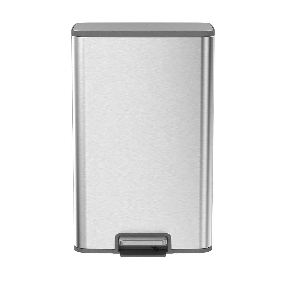 EKO Marina 50L Rectangular Step Bin, Matte Stainless Steel Pedal Bin, Soft-Close Lid, Removable Inner Bucket, Space-Saving Design, Silver - EK9161MMT-50L - Image 3