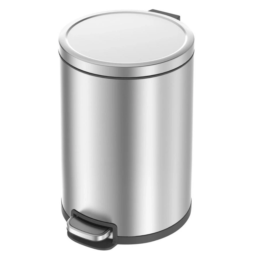EKO Serene 20L Round Step Bin, Brushed Stainless Steel Pedal Bin, Fingerprint-Resistant Finish, Soft-Close Lid, Hands-Free Pedal, Removable Inner Bucket, Silver - EK9385MT-20L