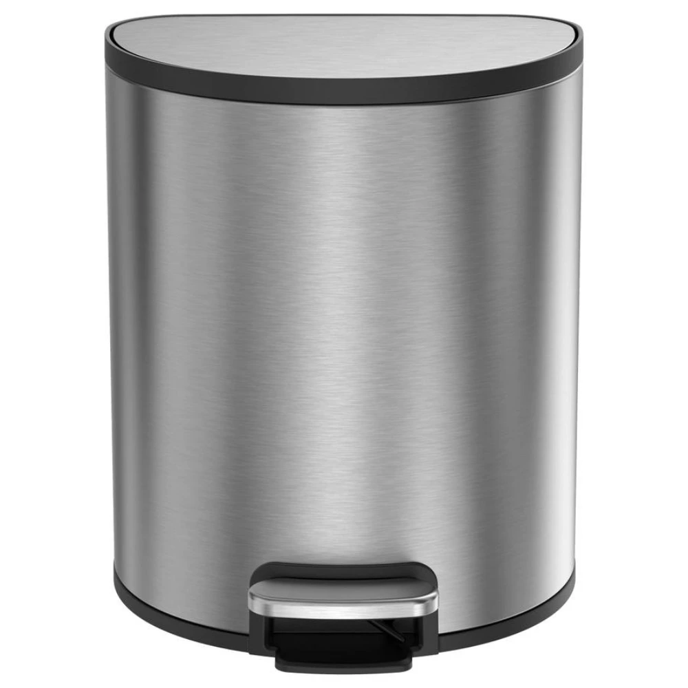 EKO Shell 12L Semi-Round Step Bin, Stainless Steel Pedal Bin, Soft-Close Lid, Fingerprint-Resistant Finish, Bathroom & Bedroom Bin, Silver - EK9231MMT-12L - Image 2