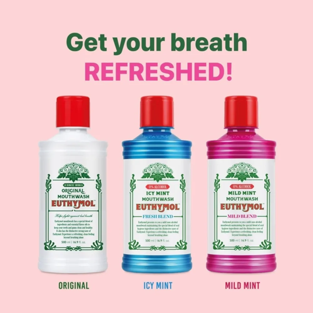 Euthymol Mild Mint Mouthwash, Alcohol-Free with Thymol, Reduces Plaque & Fights Bad Breath, Healthy Teeth & Gums, 500ml - EML-294460L1 - Image 7