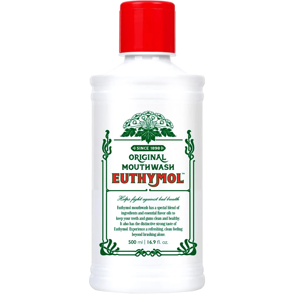 Euthymol Original Mouthwash, Alcohol-Free & Fluoride-Free, Reduces Plaque, Freshens Breath, Distinctive Strong Taste, 500ml - EML-294446L1
