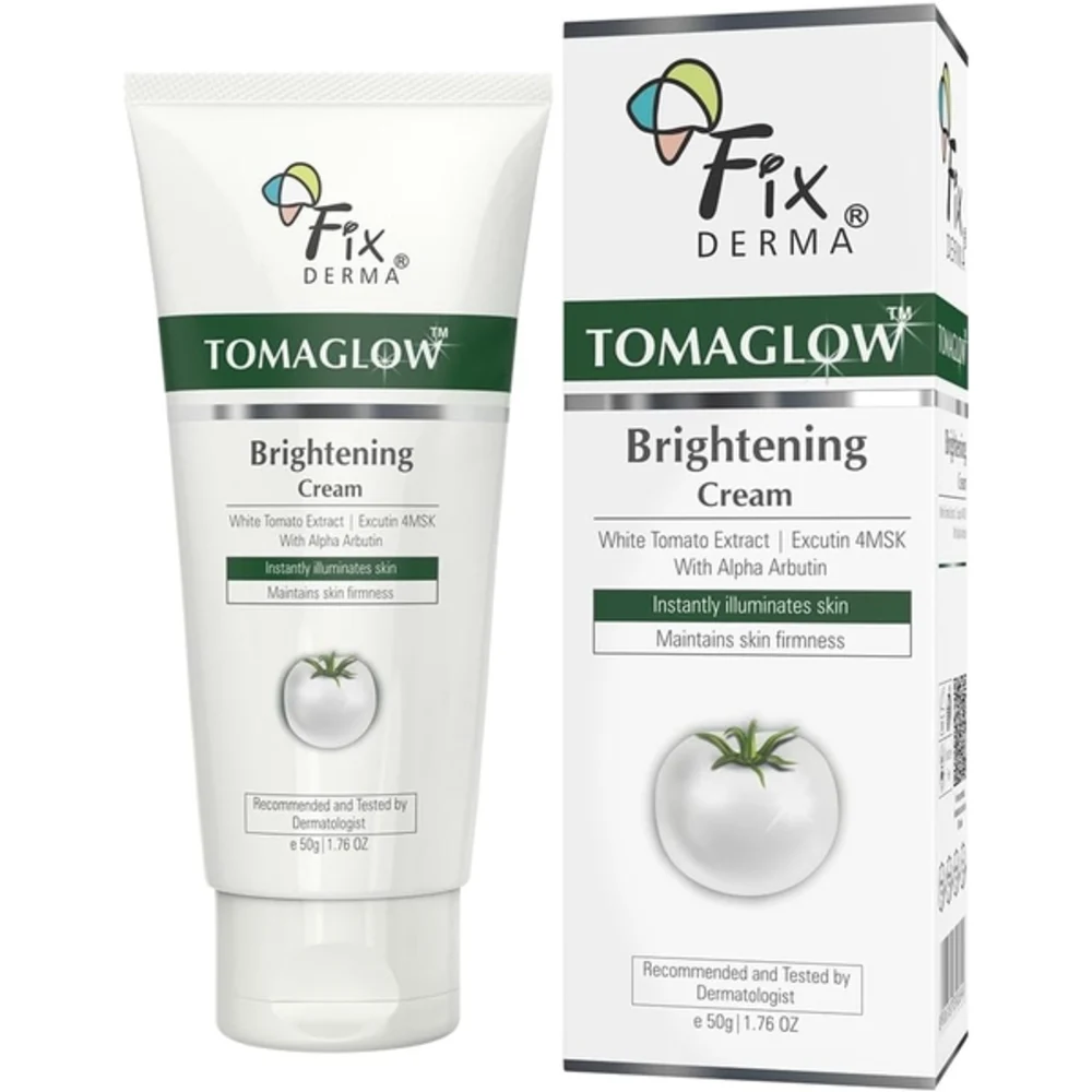 Fixderma TomaGlow Brightening Face Cream with White Tomato Extract, Alpha Arbutin & Niacinamide, Dark Spot Cream, Unisex, 50g, White - FXD-390694L1