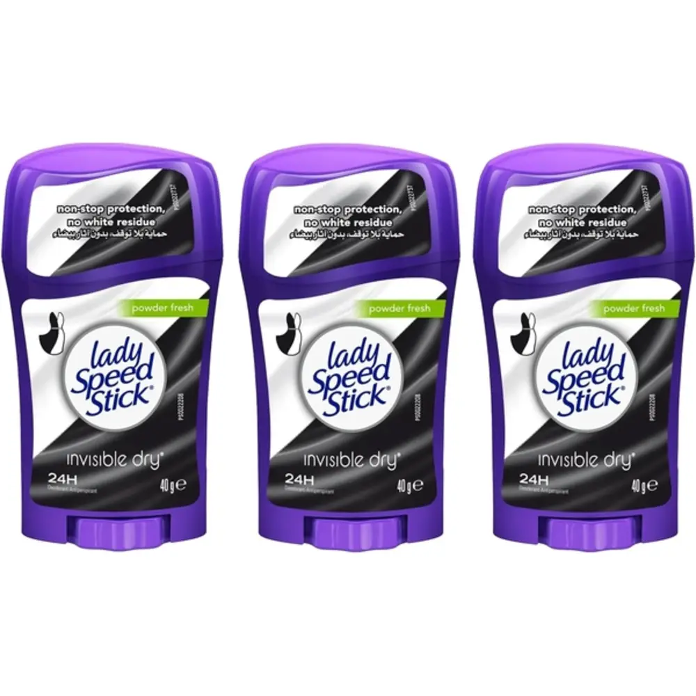 Lady Speed Stick Invisible Dry Antiperspirant Deodorant, Powder Fresh, Clear Protection, Long-Lasting Freshness, 1.4oz, Pack of 3 - LSD-963695L3