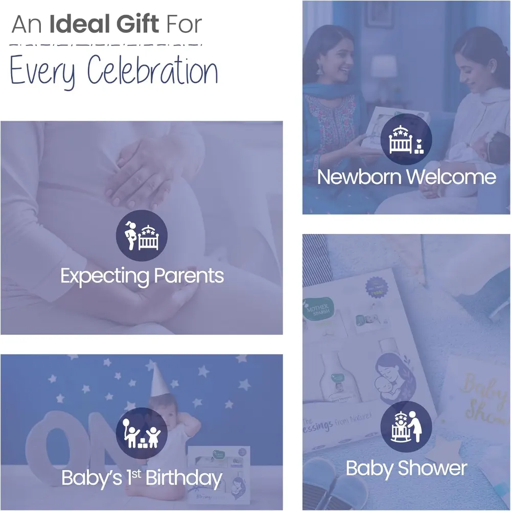 Mother Sparsh Natural Care Baby Gift Set, 5 Pcs, Wipes, Lotion, Head to Toe Wash, Shampoo & Soap, Newborn Gift Box - MSH-953211L1 - Image 4