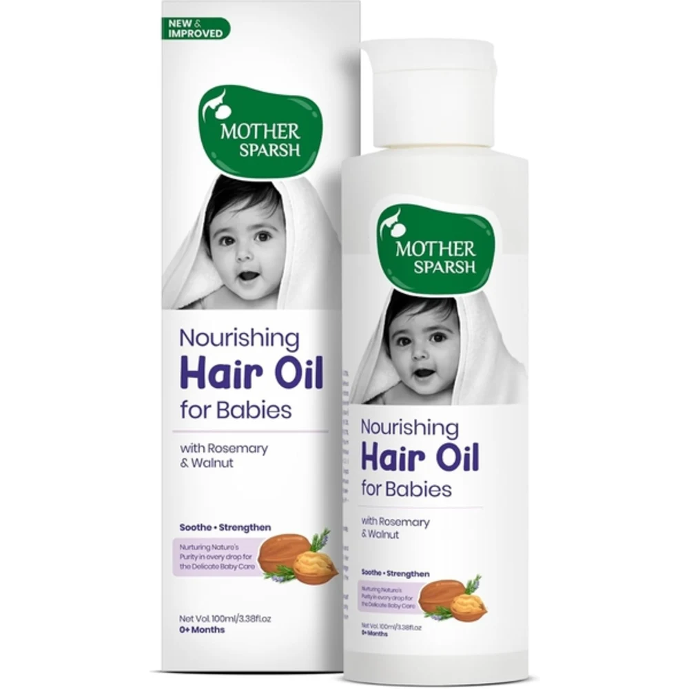 Mother Sparsh Nourishing Baby Hair Oil, Soothes & Nourishes Delicate Scalp, Ayurvedic Blend for Newborns, Paraben & Sulphate-Free, 100ml - MSH-090325L1