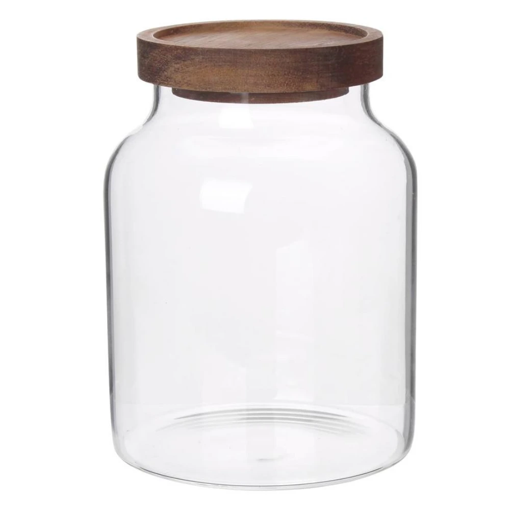 Neoflam Borosilicate Glass Storage Jar 1200ml, Round Airtight Kitchen Canister for Coffee, Spices, Sugar & Dry Food, Clear Pantry Jar, Clear - DTC17120