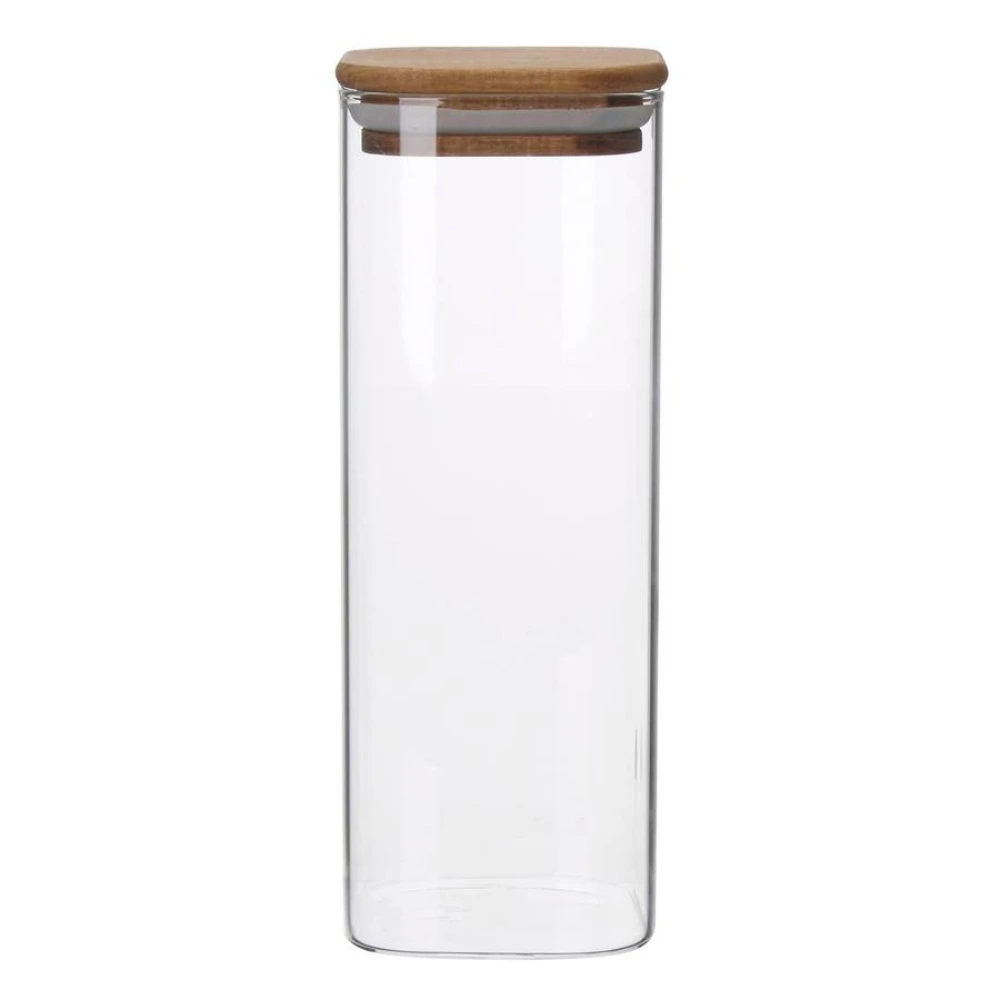 Neoflam Borosilicate Glass Storage Jar 700ml, Square Airtight Kitchen Canister for Coffee, Spices, Sugar & Dry Food, Clear Pantry Jar, Clear - DTC08070