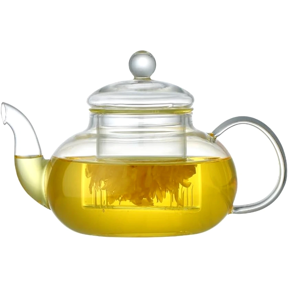 Neoflam Borosilicate Glass Teapot 1200ml, Heat-Resistant Clear Tea Pot, Elegant Design for Loose Leaf & Blooming Tea, Home Tea Service, Clear - DTC16612
