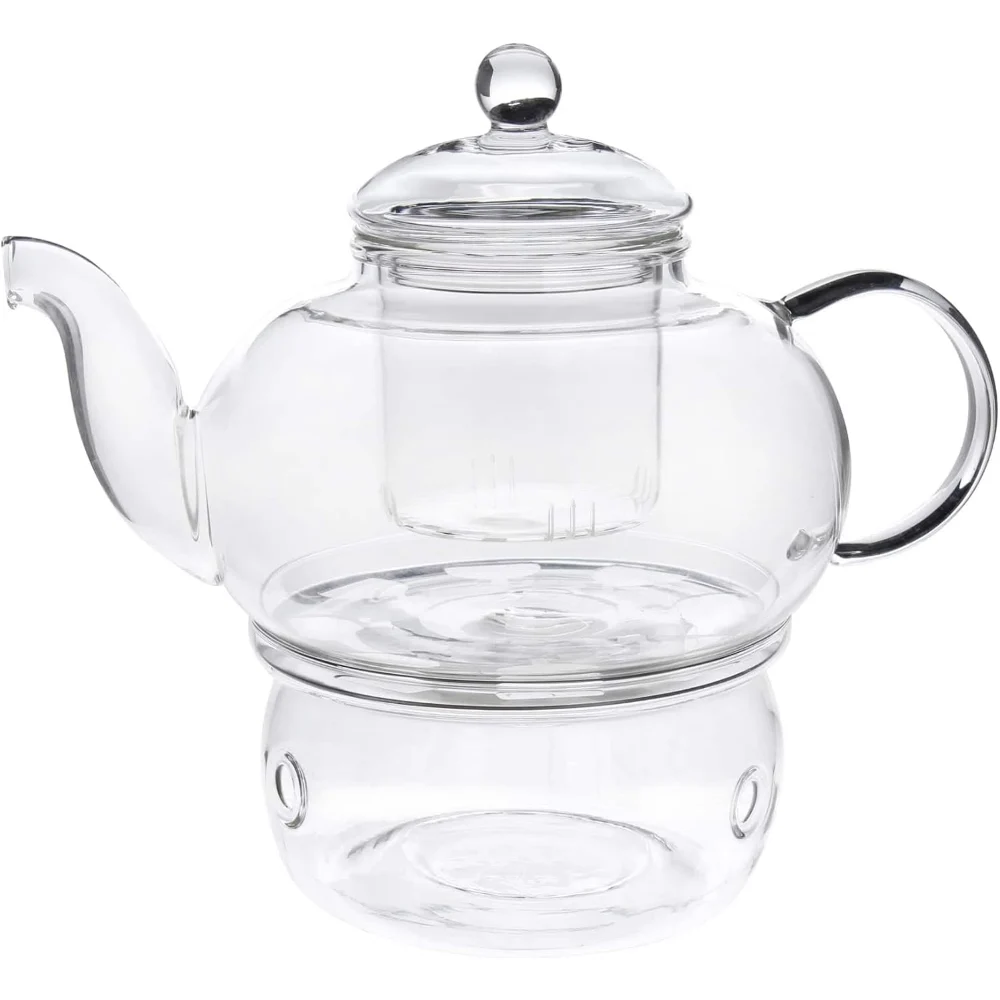Neoflam Borosilicate Glass Teapot with Lid 1000ml, Heat-Resistant Tea Kettle, Sturdy Handle, for Loose Leaf Tea, Coffee & Milk, Clear - DTC166102