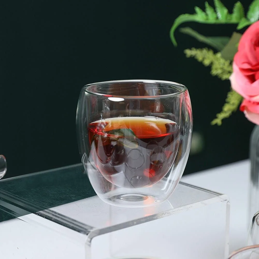 Neoflam Double Wall Glass Cups, 250ml Thermal Insulated Borosilicate Coffee & Tea Cups, Hand-Blown, for Espresso, Latte & Cappuccino, Clear - DTC1325 - Image 3