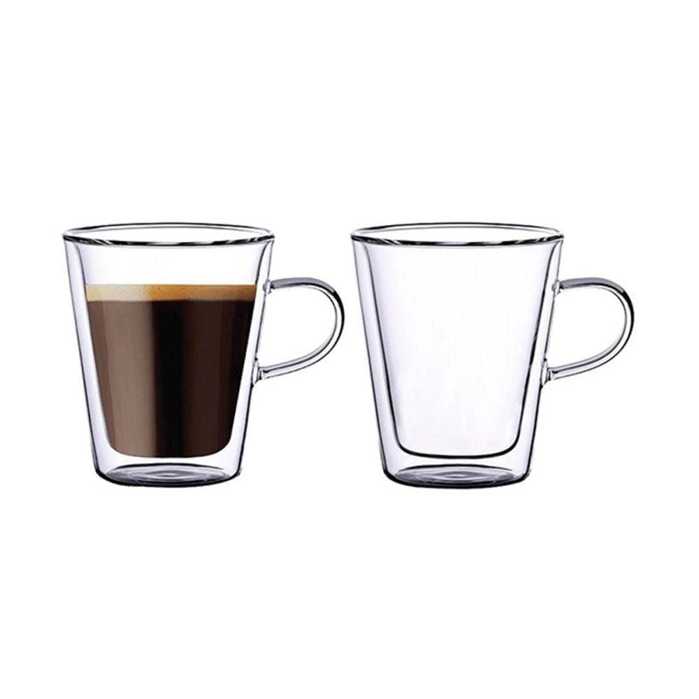 Neoflam Double Wall Glass Mugs Set of 2, 250ml Thermal Insulated Borosilicate Coffee & Tea Cups, Hand-Blown, for Espresso, Latte & Cappuccino, Clear - DTC5620 - Image 3