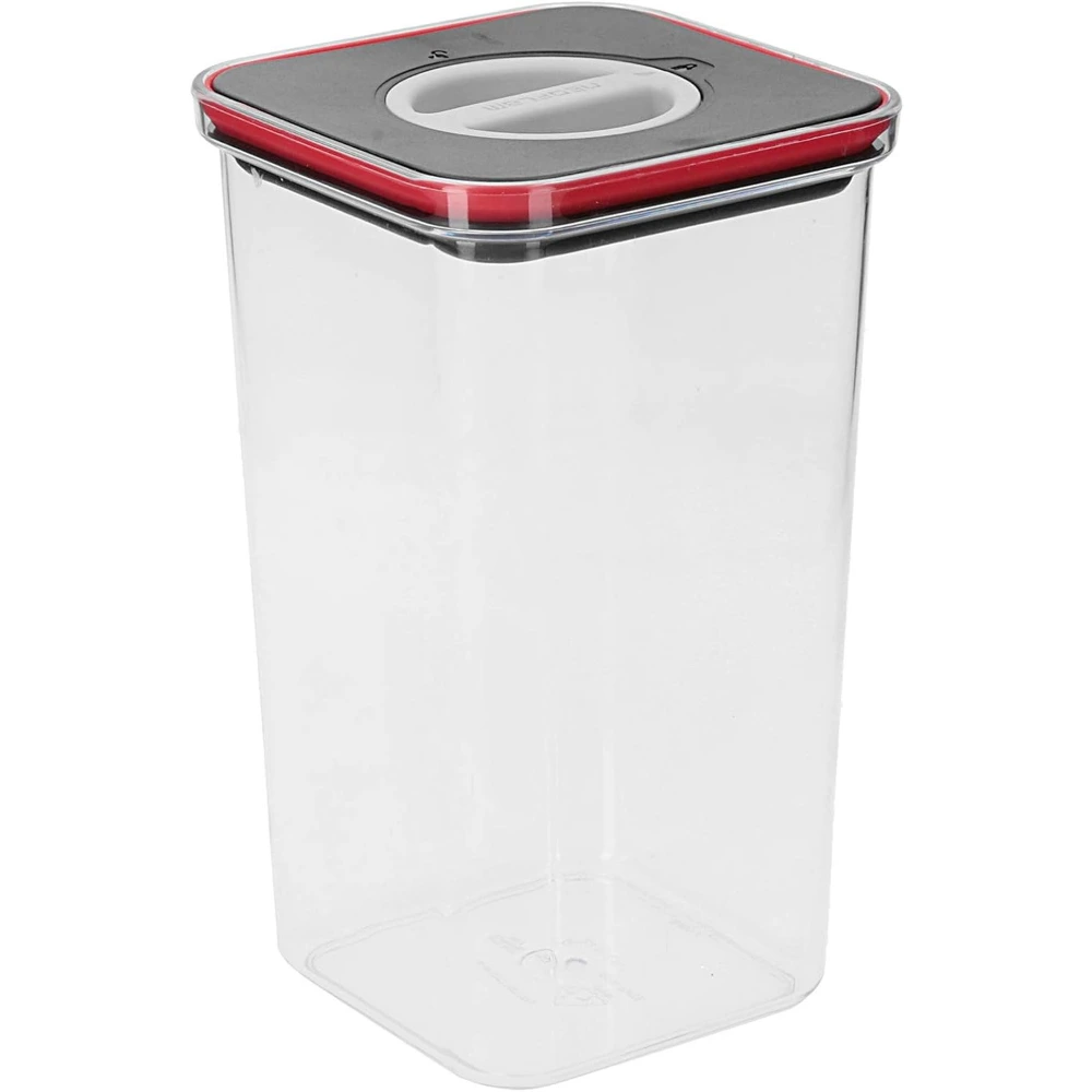Neoflam Smart Seal Dry Food Storage Container 2.1L, Square Airtight Pantry Organiser, Stackable Cereal, Rice & Pasta Container, Clear - PS-QQ-S13
