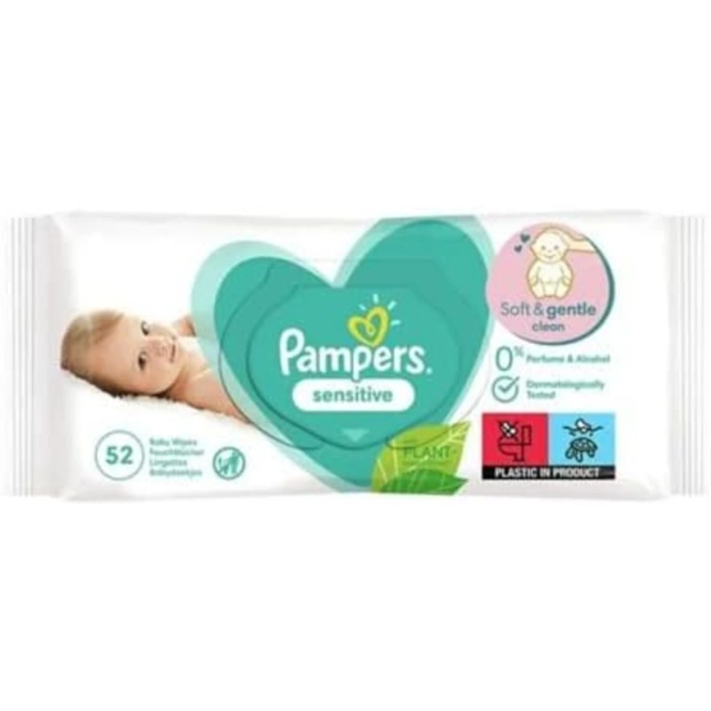 Pampers Sensitive Baby Wipes, Unscented Wipes for Sensitive Newborn Skin, Alcohol & Perfume Free, 260 Wipes (5 x 52) - PRS-041391AA1
