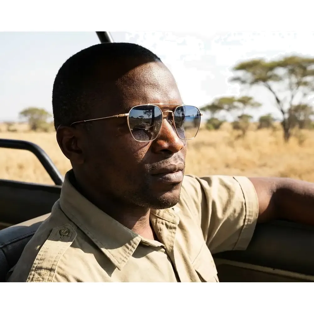 Police Mens Geometric Sunglasses, Blue Gradient Smoke Lenses, Full Frame - SPLR72M560300 - Image 4
