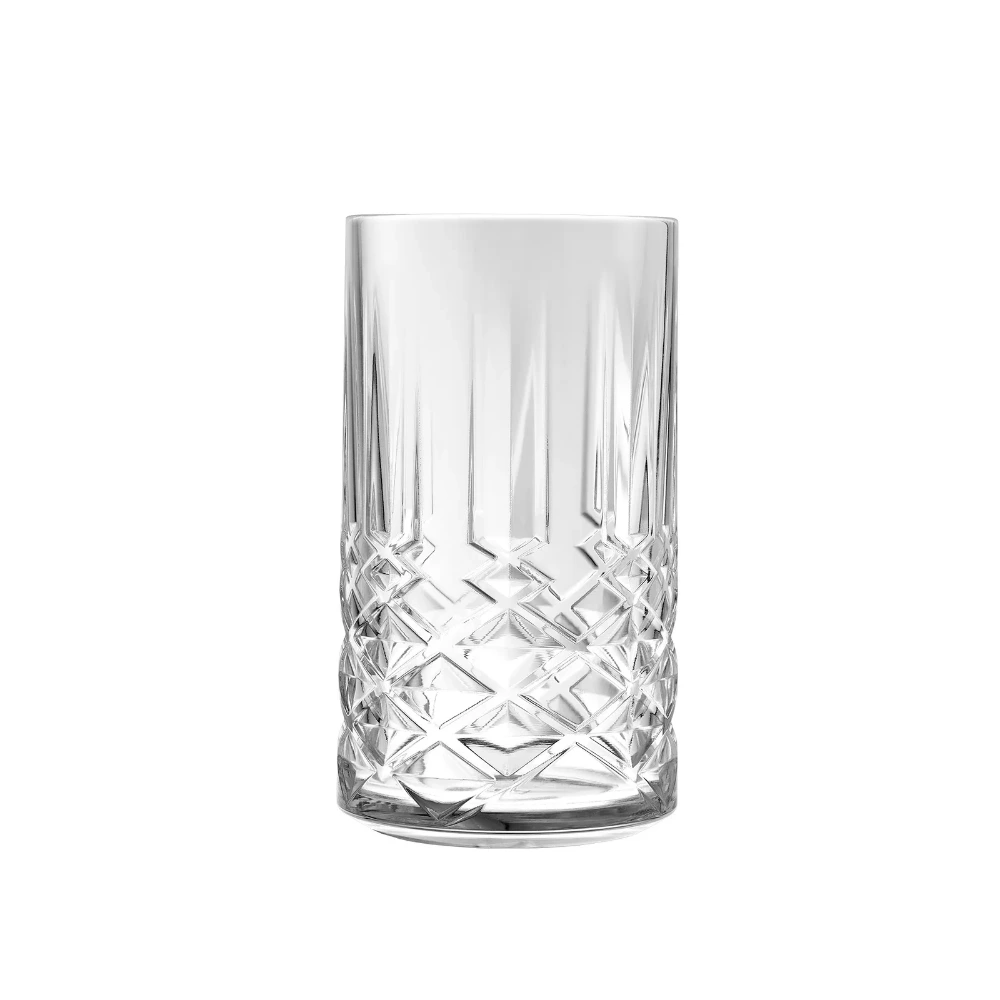 Royal Leerdam Splendor Highball Glass Set of 4, 360ml Embossed Tumblers, Thick Base, Lead-Free, Dishwasher Safe Drinking Glasses, Clear - 540512
