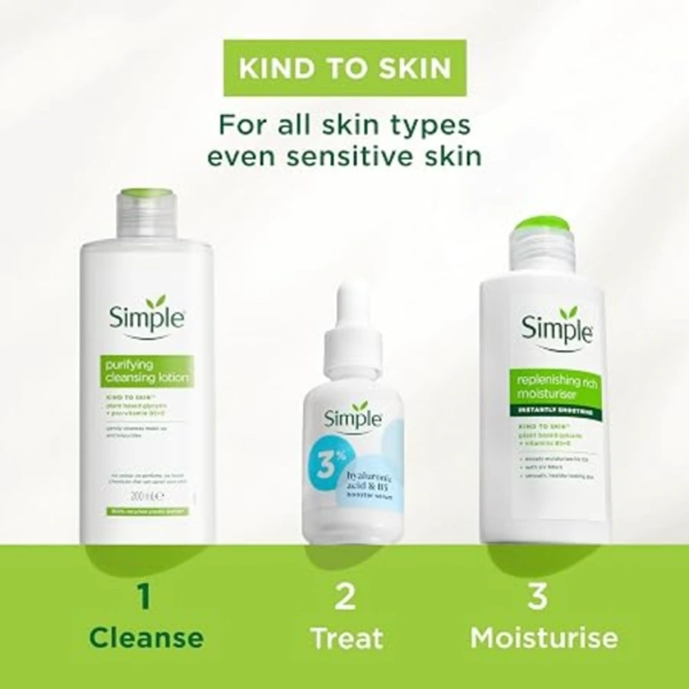 Simple Kind to Skin Purifying Cleansing Lotion for Sensitive Skin, Gentle Makeup Remover, Face Cleanser, 200ml - SIM-103849L1 - Image 2