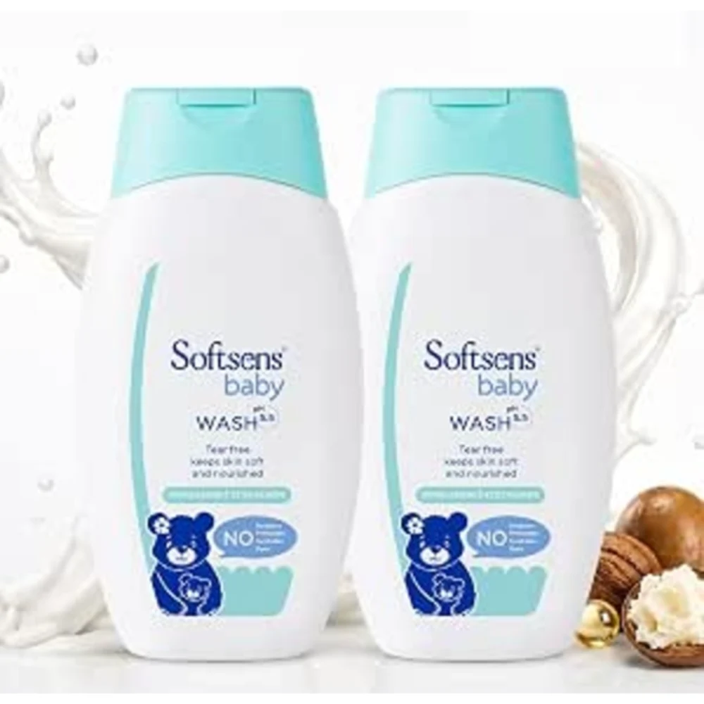 Softsens Tear-Free Baby Wash with Natural Milk Cream & Shea Butter, Gentle Baby Body Wash, 200ml, Pack of 2 - STS-300322L1