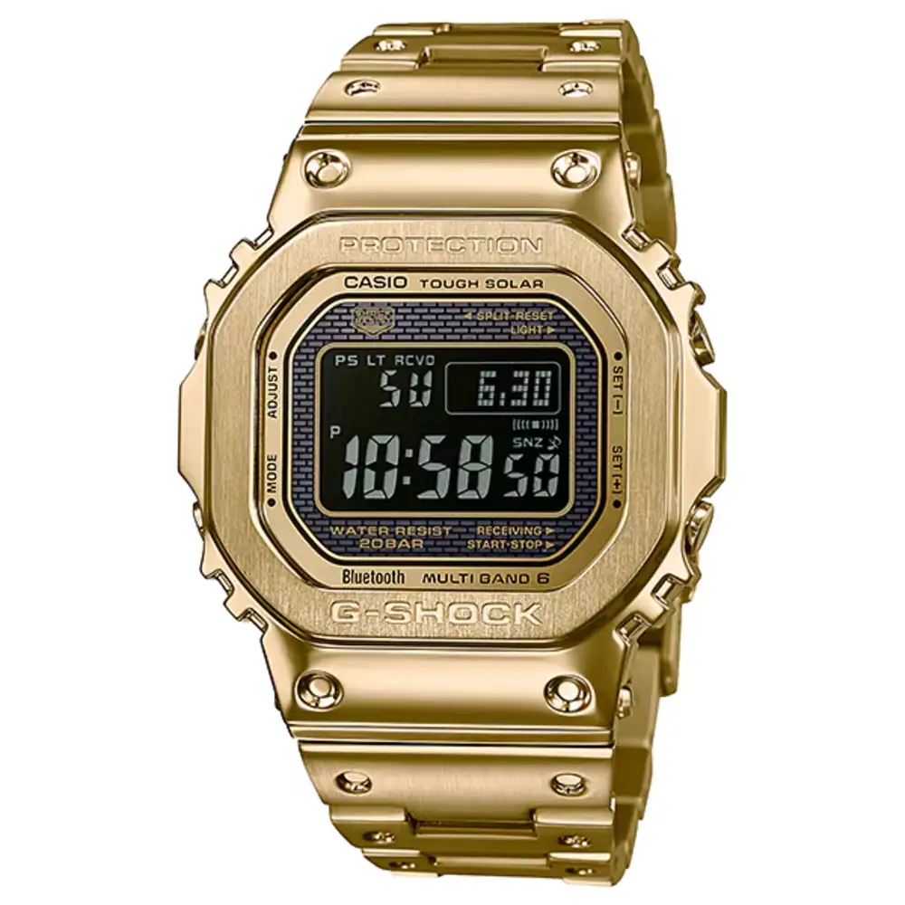 Casio G-Shock GMW-B5000GD Full Metal Mens Digital Watch, Tough Solar, Bluetooth, Shock Resistant, 200M Water Resistant, Steel Band, Gold - GMW-B5000GD-9DR