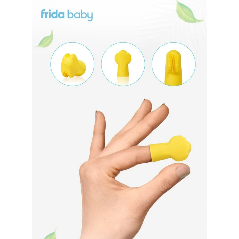 Frida Baby SmileFrida 2-Sided Finger Toothbrush, Triple-Angle Silicone Bristles, Baby Gum Massager, BPA-Free, 3 Months+, Yellow - 500000718 - Image 5