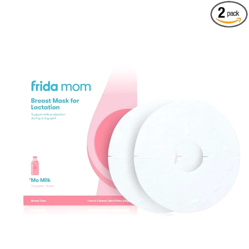 Frida Mom Lactation Support Sheet Mask, 2 Pack, Fenugreek and Fennel Infused Breast Mask, No Artificial Fragrance, White - 100000141