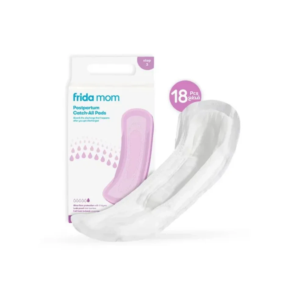 Frida Mom Postpartum Catch-All Pads, 18 Count, Super Absorbent Leak-Proof Maternity Pads for Heavy Flow and Bladder Leaks, Fragrance-Free - 500001293
