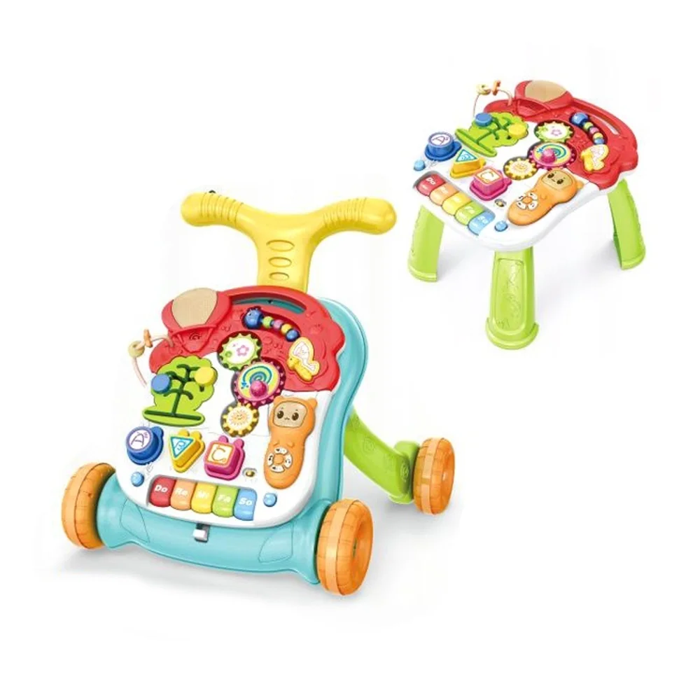 Little Angel 2-in-1 Learning Baby Walker with Detachable Musical Activity Panel, Lights, Piano Keys and Play Table, Blue - N5218A