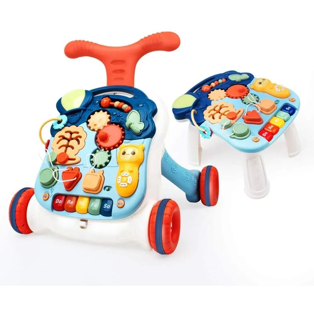 Little Angel 2-in-1 Learning Baby Walker with Detachable Musical Activity Panel, Lights, Piano Keys and Play Table, Red - N5218C