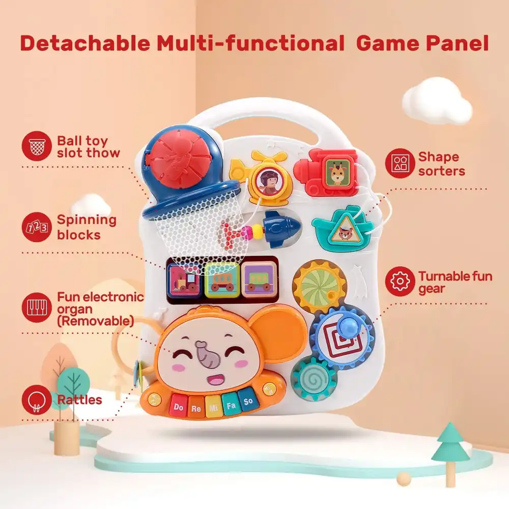 Little Angel 5-in-1 Learning Baby Walker with Ride-On, Push Walker, Musical Activity Panel and Play Table, Red - N6032 - Image 4