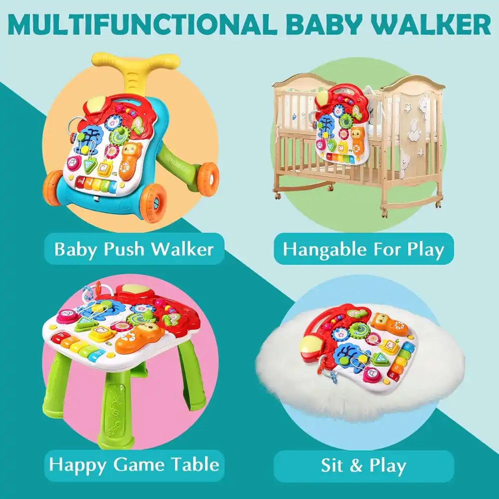 Little Angel 5-in-1 Learning Baby Walker with Ride-On, Push Walker, Musical Activity Panel, Lights & Play Table - N6029 - Image 7