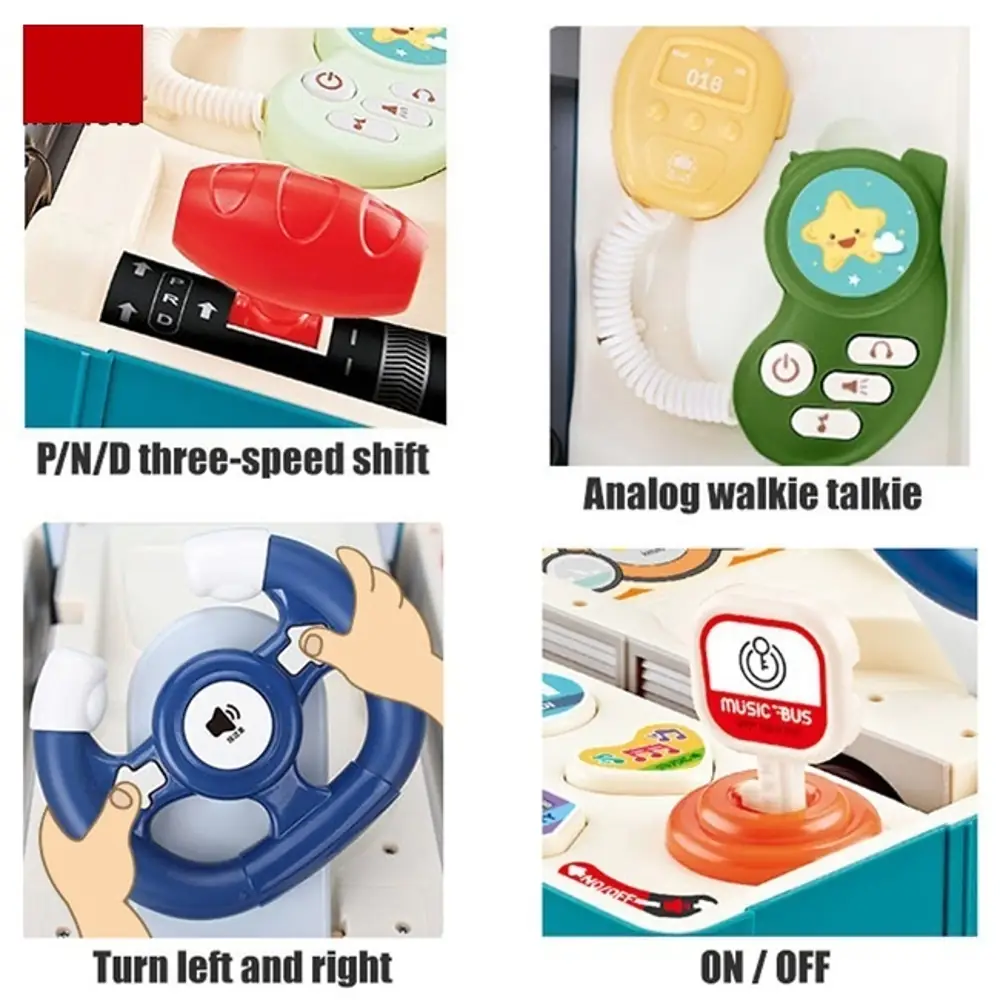 Little Angel Kids Musical Convertible School Bus Toy with Steering Wheel, Horn, Card-Swipe Activity, Lights and Sounds, Orange - N5257 - Image 4