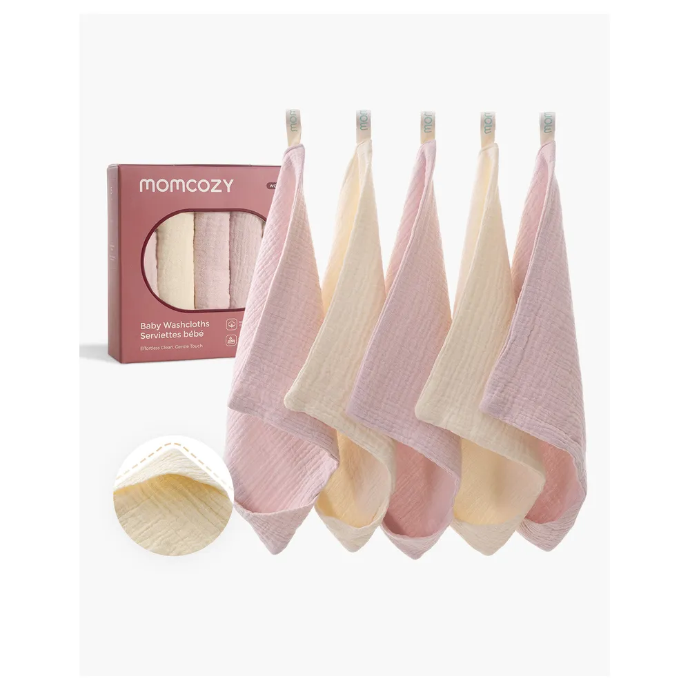 Momcozy Baby Washcloths Soft 4-Layer Cotton, Beige & Pink - VD-840506414006