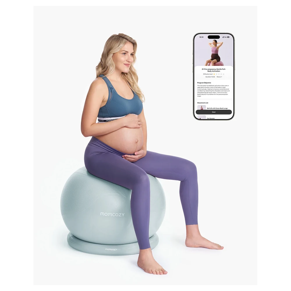 Momcozy Birth Ease Maternity Ball MB01 (Ball+Base), Glacier Blue, Base Included - VD-840506418004