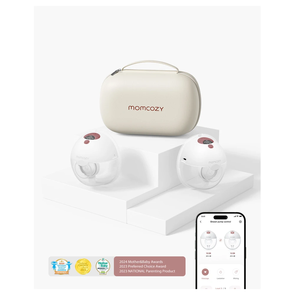Momcozy M5 Smart App Controlled Wearable Breast Pump Double, Cozy Red, App Control, Hands-Free Pumping - VD-840506409798