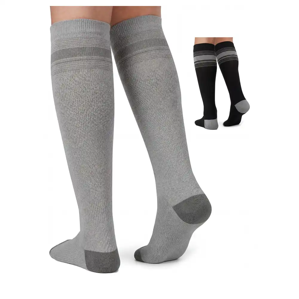 Momcozy Medical Compression Socks Pack of 2 (Black & Gray), M, Graduated Compression - VD-840506428812