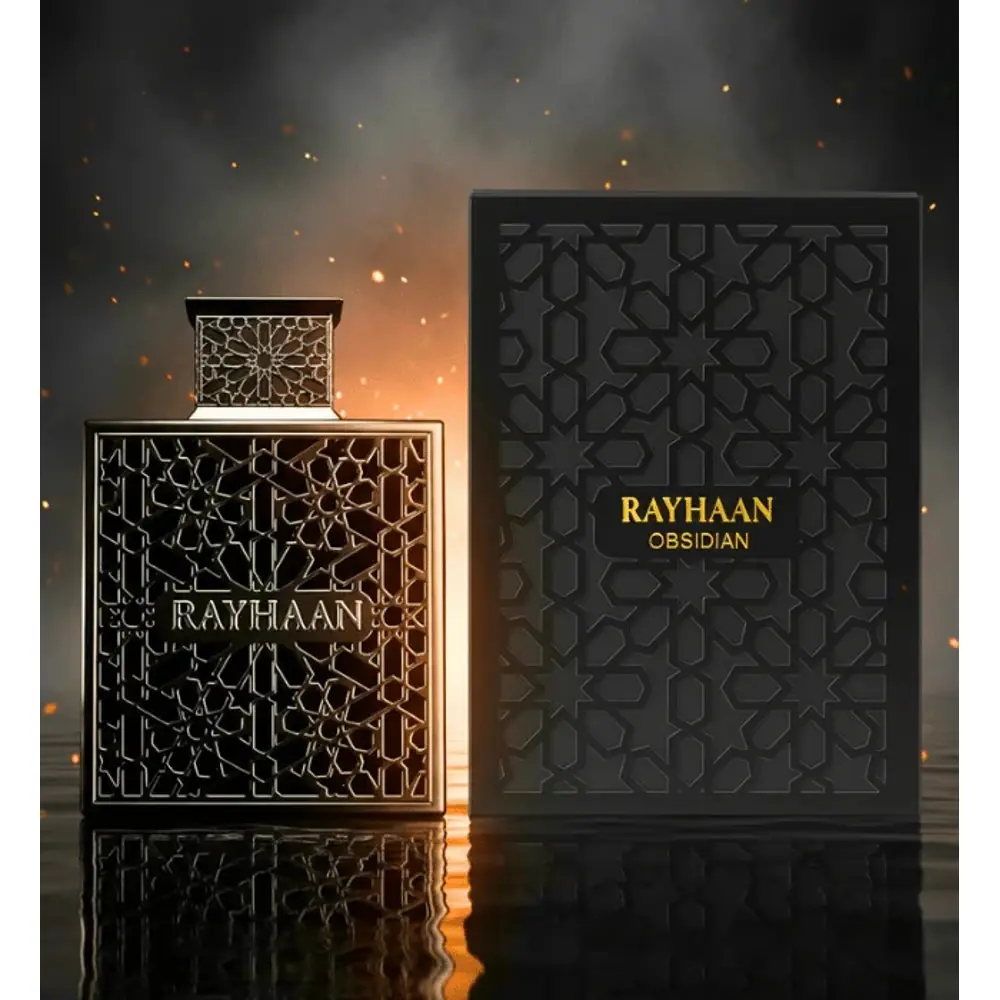 Rayhaan Obsidian Eau de Parfum (EDP) 100 ml for Men - Iris & Leather - 6297001571323 - Image 4