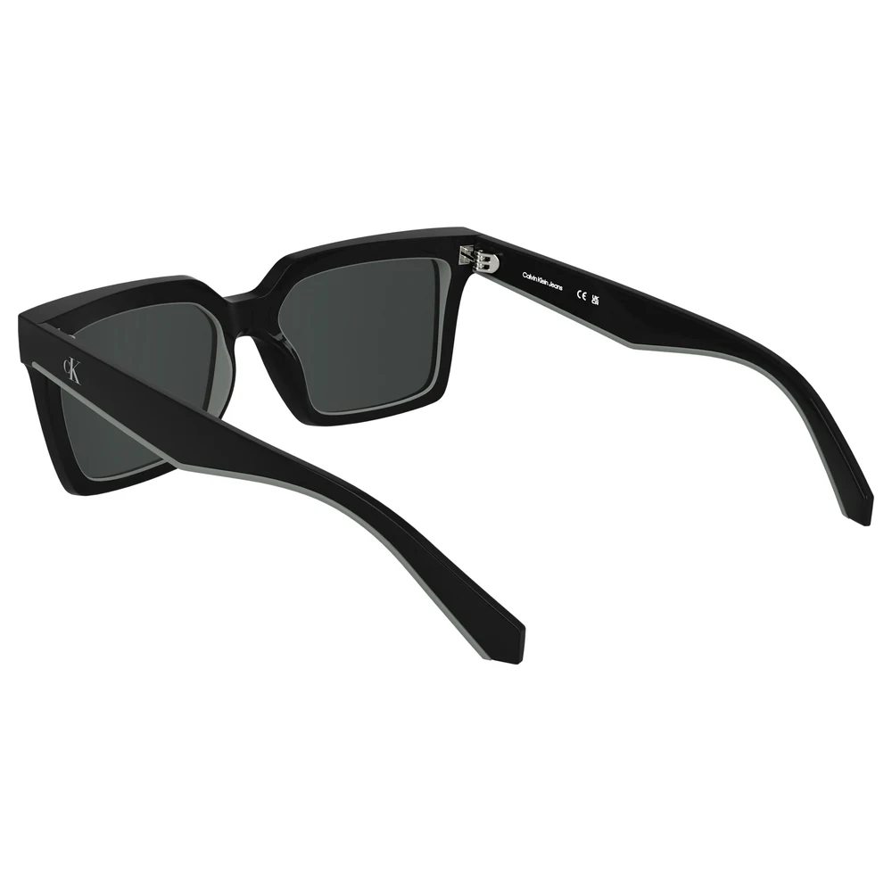 Calvin Klein Jeans Unisex Modified Rectangle Sunglasses Bold Black Bio-Injected Frame with Grey Lenses and CK Monogram Temples - CKJ25602S.001 - Image 4