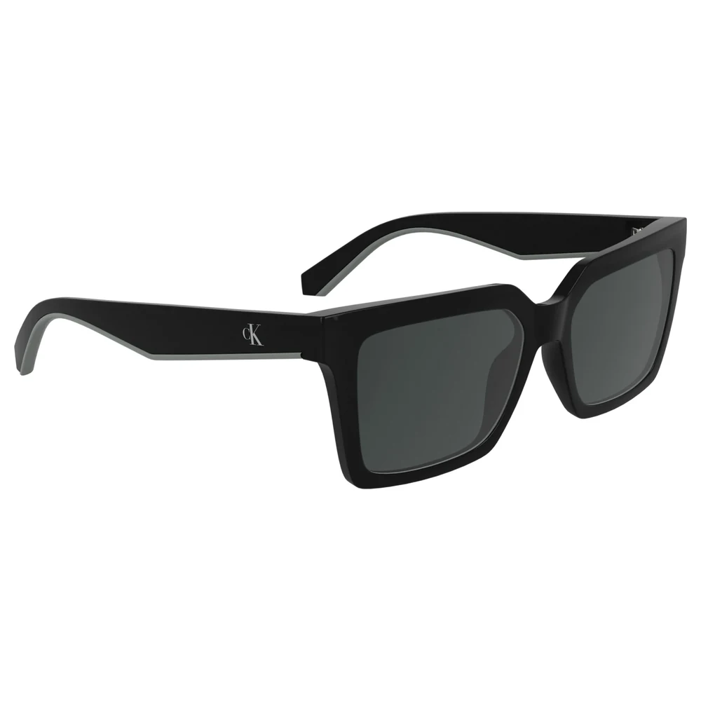 Calvin Klein Jeans Unisex Modified Rectangle Sunglasses Bold Black Bio-Injected Frame with Grey Lenses and CK Monogram Temples - CKJ25602S.001 - Image 7