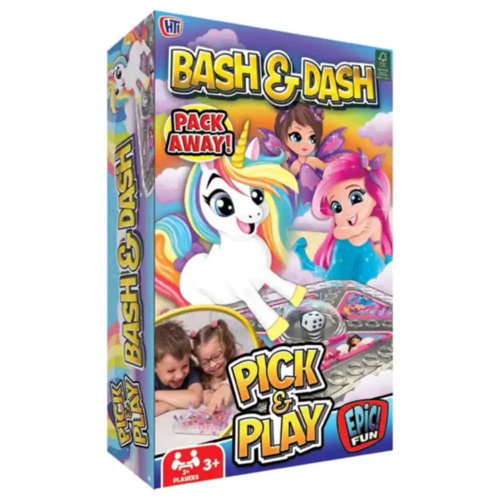 Epic Fun Bash & Dash Magical Pick & Play Travel Race Game, Pop the Dice and Roll a Six to Start, Built-In Piece Storage, 2 Players, 3 Years+ - 1377024