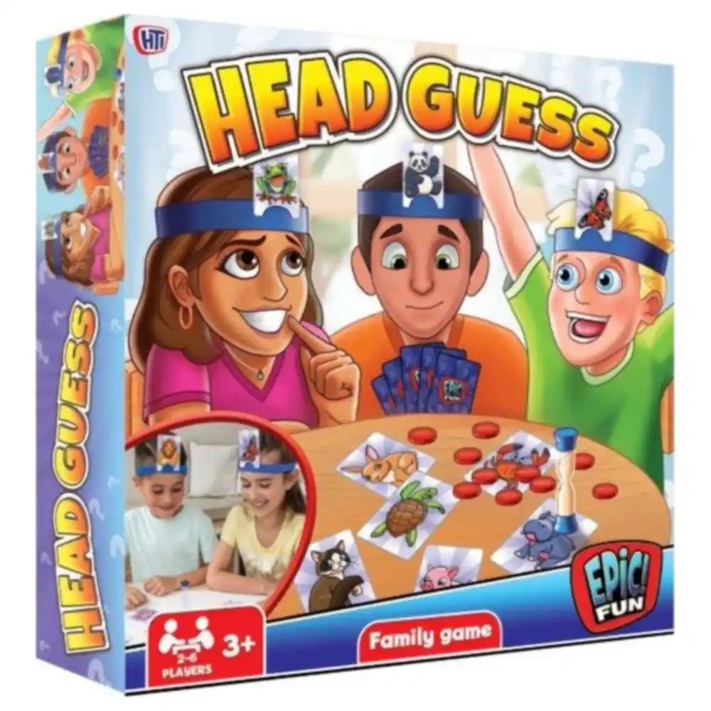 Epic Fun Head Guess Family Game with 4 Headbands, Animal Cards, Counters and Egg Timer, 3 Years+ - 1105001