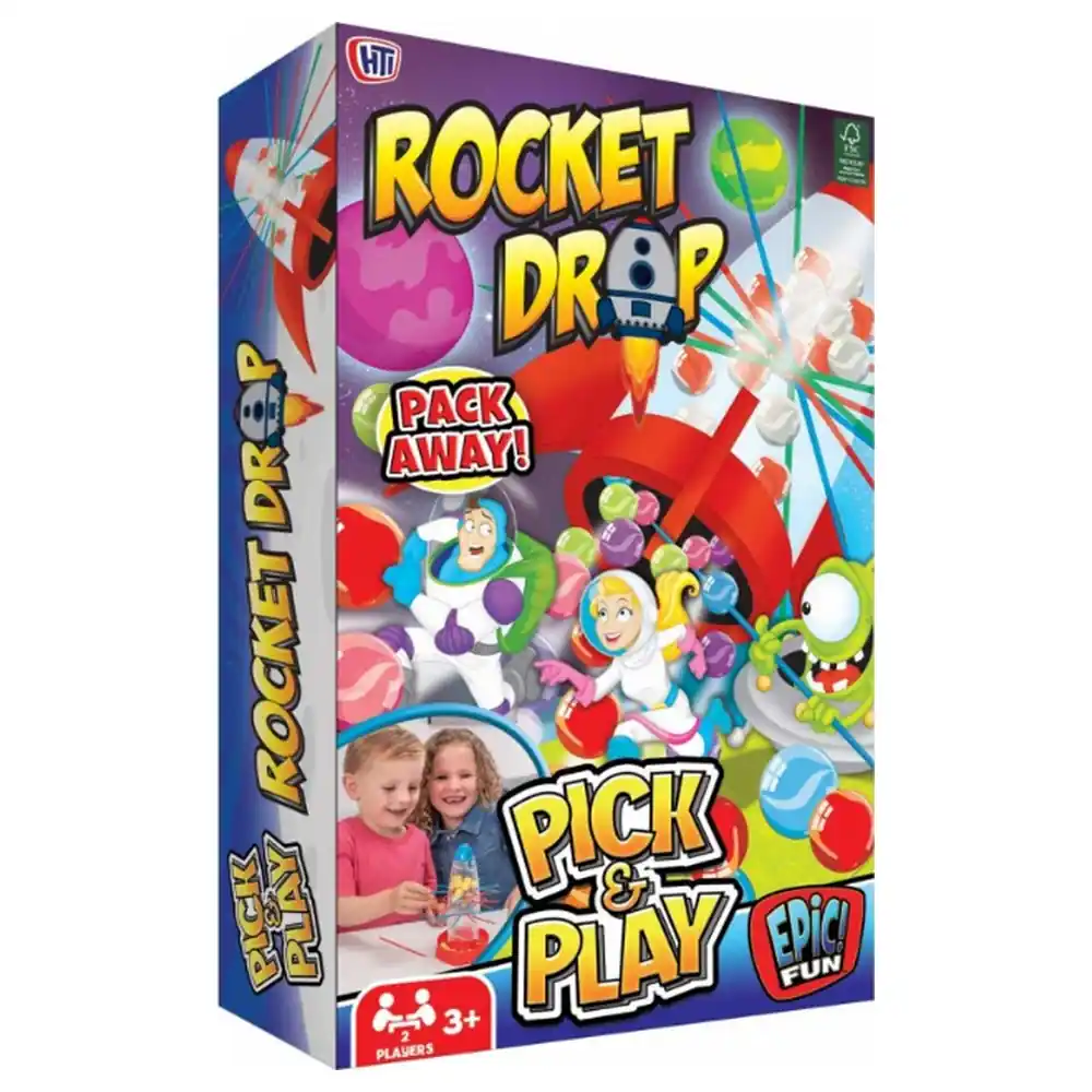 Epic Fun Rocket Drop Pick & Play Travel Skill Game, Remove Sticks Without Dropping the Balls, All Pieces Store Inside, 2 Players, 3 Years+ - 1376405