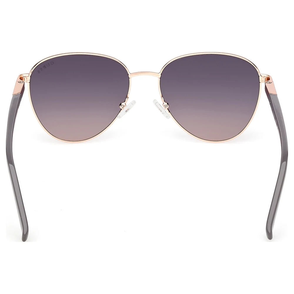 Guess Unisex Metal Sunglasses Shiny Rose Gold Frame with Gradient Smoke Lenses and Grey Temple Tips - GU304128B53 - Image 6