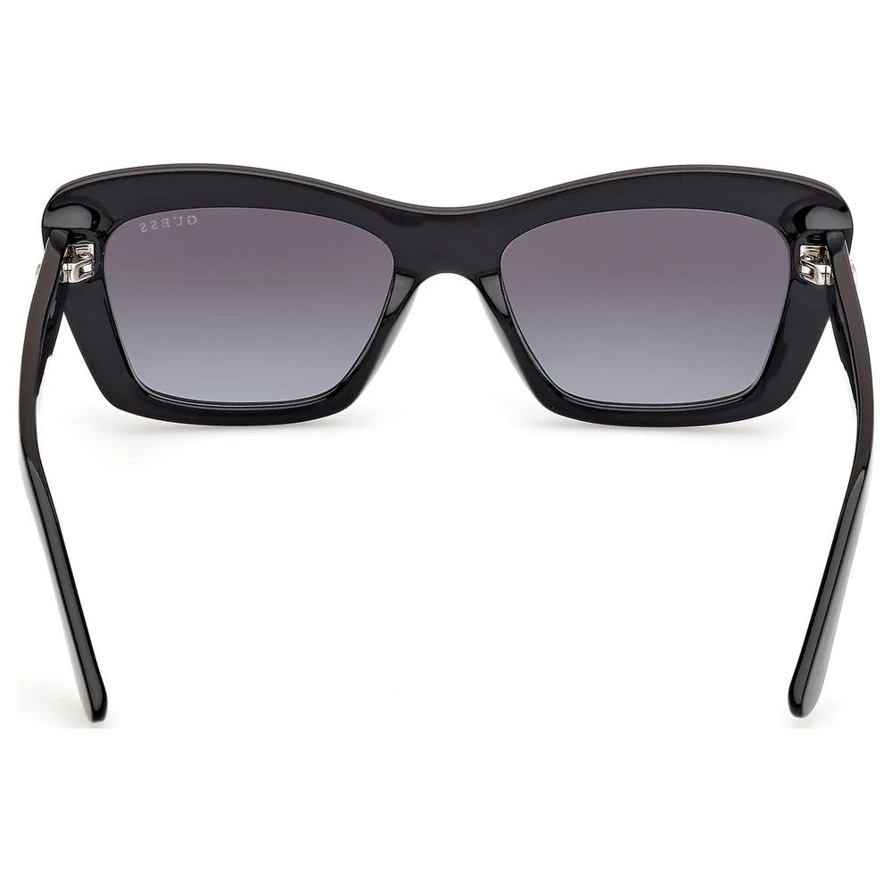 Guess Women Rectangular Sunglasses in Shiny Black with Grey Gradient Lenses, Sculpted Upswept Corners and Metal G Logo Temples - GU0019501B52 - Image 8