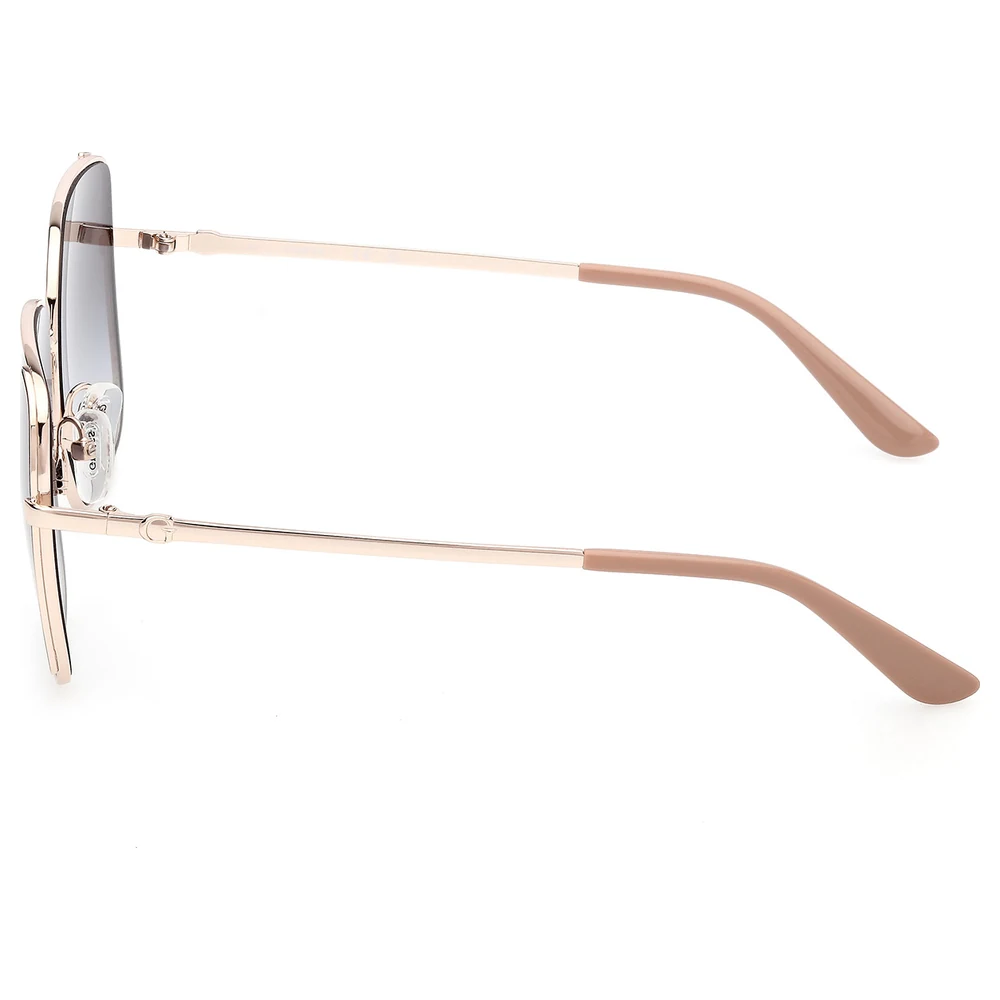 Guess Women Square Metal Sunglasses in Shiny Pale Gold with Grey Gradient Lenses, Slim Full-Rim Frame and Nose Pads - GU0019432B58 - Image 4