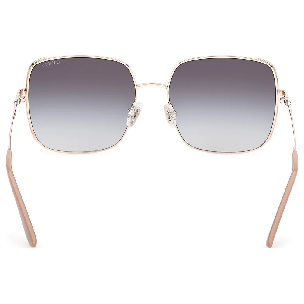 Guess Women Square Metal Sunglasses in Shiny Pale Gold with Grey Gradient Lenses, Slim Full-Rim Frame and Nose Pads - GU0019432B58 - Image 8