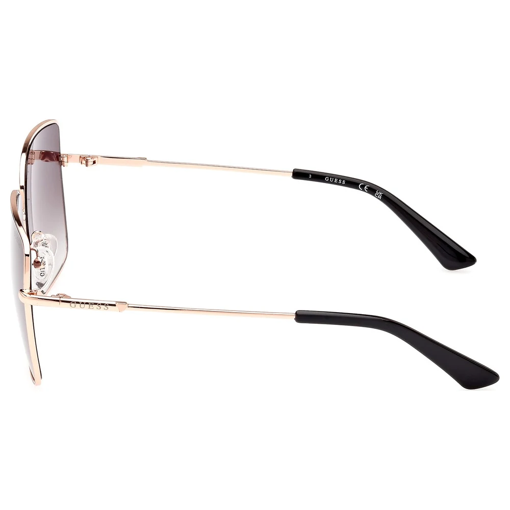 Guess Women Square Metal Sunglasses in Shiny Rose Gold with Gradient Green Lenses, 100 Percent UV Protection and Nose Pads - GU786628P60 - Image 4