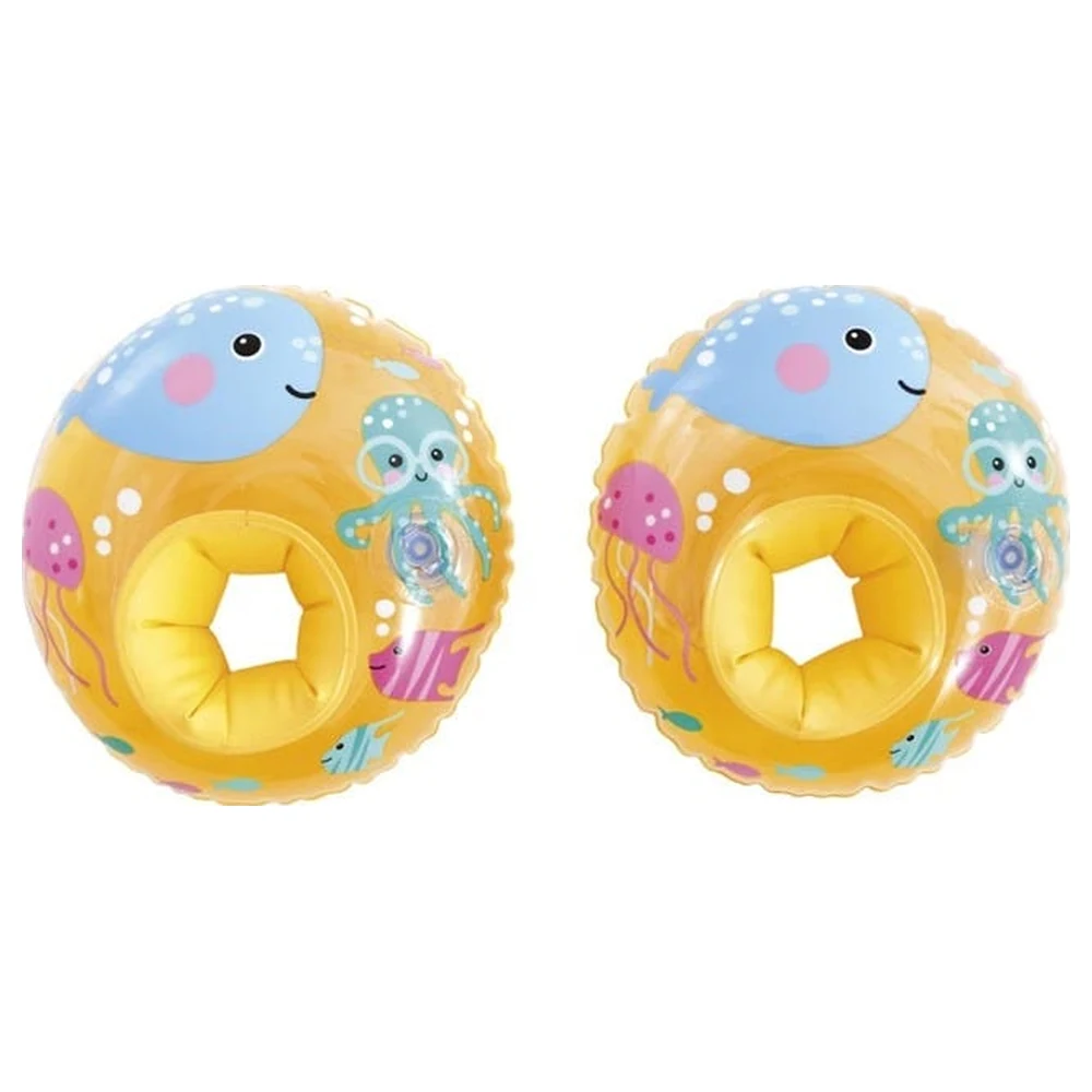 Intex Little Sea Pals Inflatable Arm Rings, Pair with Two Air Chambers per Ring, Oval Shape, Sea Creature Prints, 3-6 Years - 59651