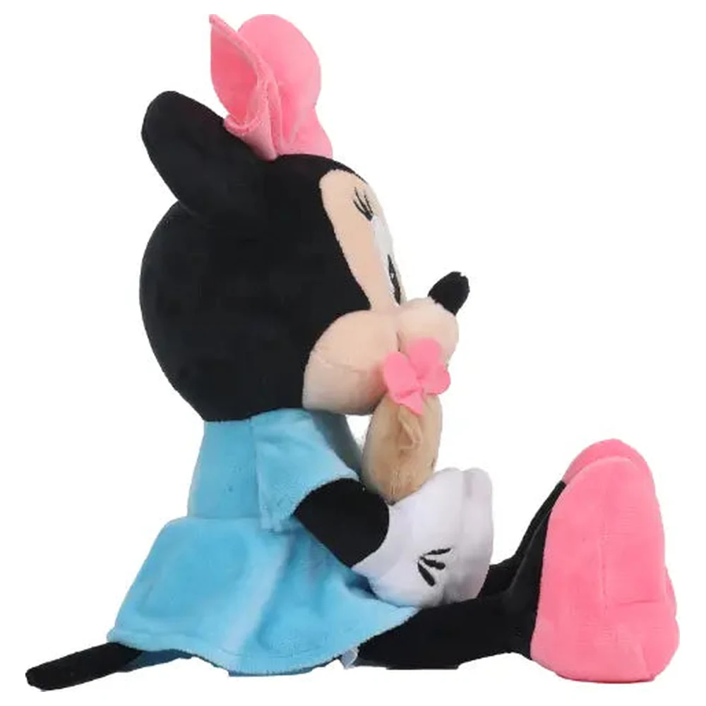 Lifung Disney Minnie Mouse Hugs and Love Plush Toy Holding Teddy Bear, Blue Dress with Pink Bow and Shoes, Small - AG2307024 - Image 4