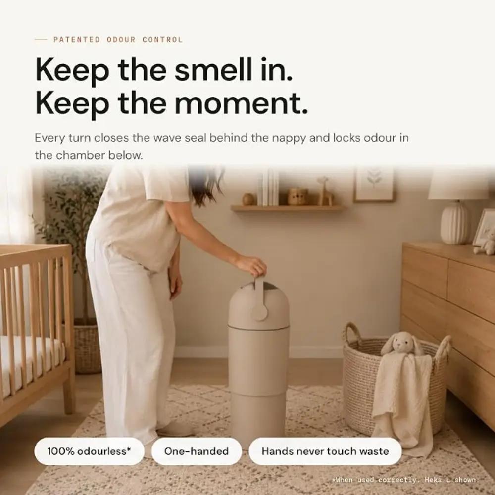 Magic HEKA M Diaper Pail, Odourless Telescopic Nappy Bin, 35 Diaper Capacity, Adjustable 33-47 cm, Uses Standard Bags, Free 15 Bags, Beige - 10115471071 - Image 5